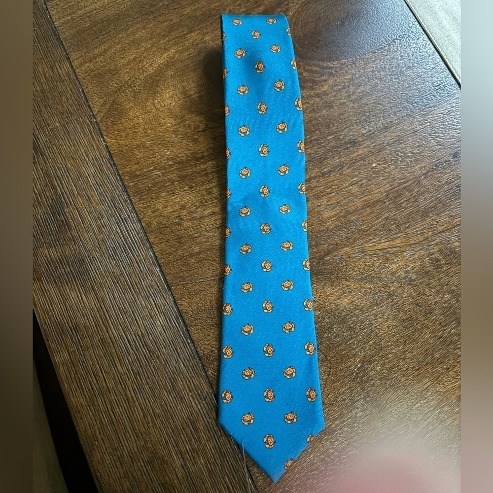 Vilebrequin Silk Blue 2” Tie Orange Crabs Made in Italy 50” Long - Picture 2 of 11